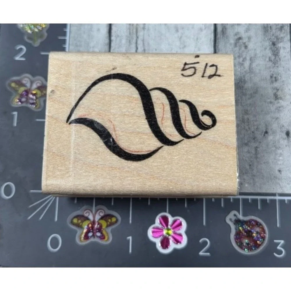 DeNami Design Seashell Conch Beach 2004 Rubber Stamp Wood #Q94